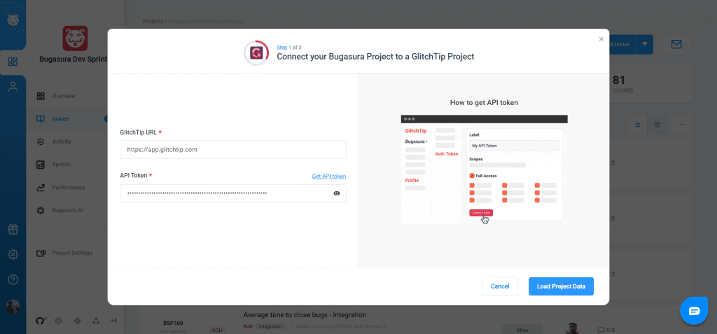 Glitchtip import API token