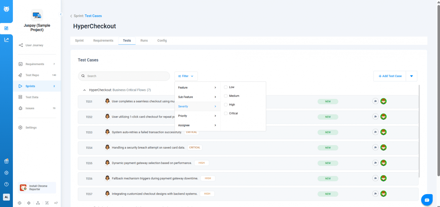Improved Test Case Visibility with New Filters in Sprints - Release Notes